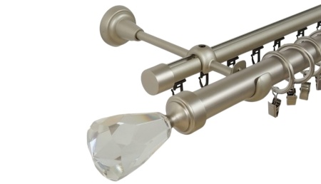 Galerie dubla cristal cone , teava neteda si profil,grosime 25 si 19mm, crom mat