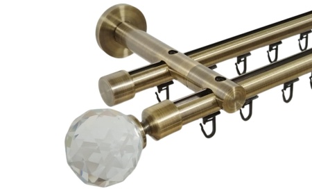 Galerie dubla teava profil kula crystal ,prindere perete 19/19 aur antic