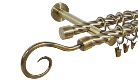 Galerie dubla twist prindere perete picior universal hak 19/19 aur antic
