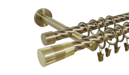 Galerie dubla twist prindere perete picior universal valeo 19/19 aur antic
