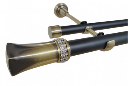 Galerie dubla fara inele PLUTON CRYSTAL - 25/19 - negru/aur antic