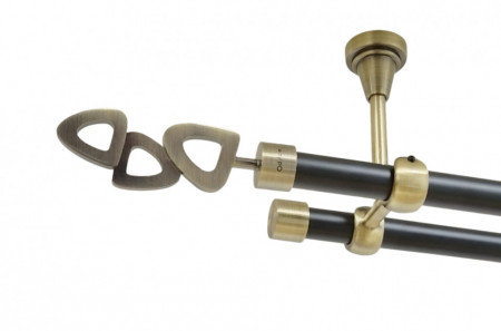 Galerie dubla lillet fara inele prindere tavan 19/19 mm negru aur antic