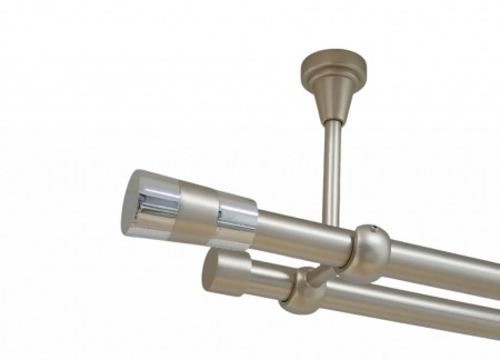 Galerie dubla valeo fara inele prindere tavan 19/19 mm crom mat