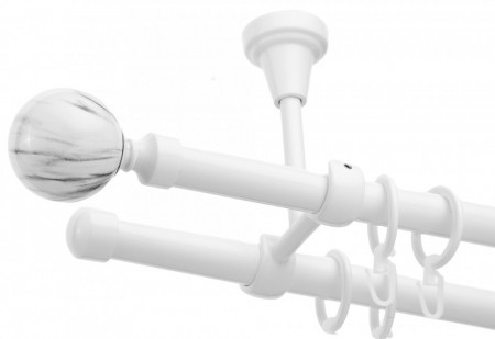 Galerie dubla tavan Ball alb lucios 19mm/19mm