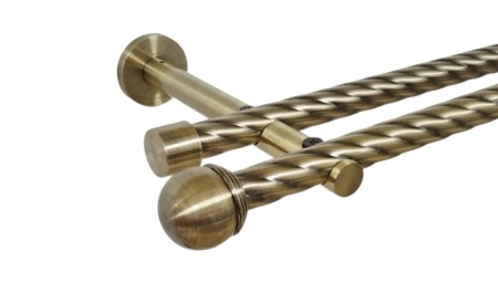 Galerie dubla twist picior universal fara inele prindere perete todi max 19/19 mm aur antic