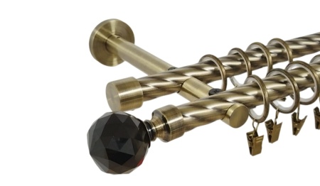 Galerie dubla twist prindere perete picior universal kula crystal negru 19/19 aur antic