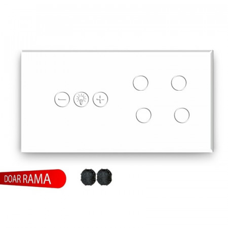 Panou întrerupător dimmer (Variator tensiune) WiFi+cvadruplu din sticlă M1