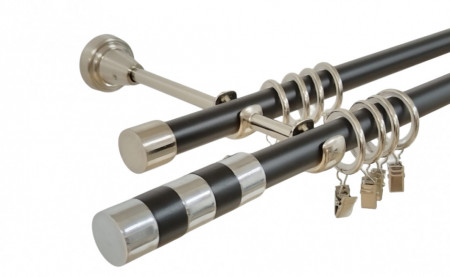 Galerie dubla duo cilindru negru 19 mm negru inox