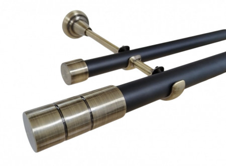 Galerie dubla fara inele CYLINDRU - 25/19 - negru/aur antic
