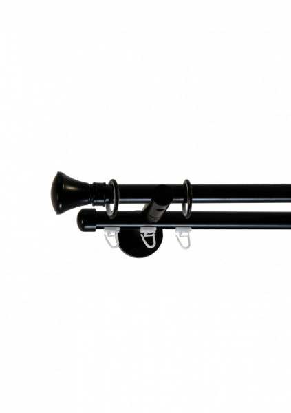 Galerie dubla picior universal prince teava neteda / profil negru 19mm
