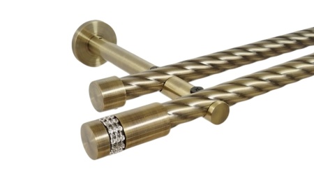 Galerie dubla twist picior universal fara inele prindere perete kula xantos 19/19 mm aur antic