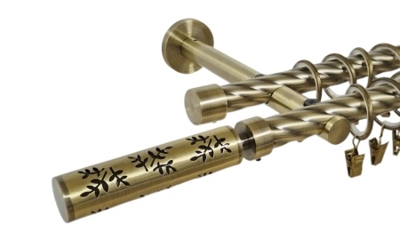 Galerie dubla twist prindere perete picior universal flora 19/19 aur antic