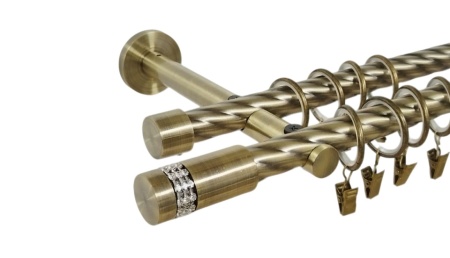 Galerie dubla twist prindere perete picior universal xantos 19/19 aur antic