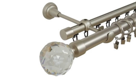 Galerie dubla kula crystal , teava neteda si profil,grosime 25 si 19mm, crom mat