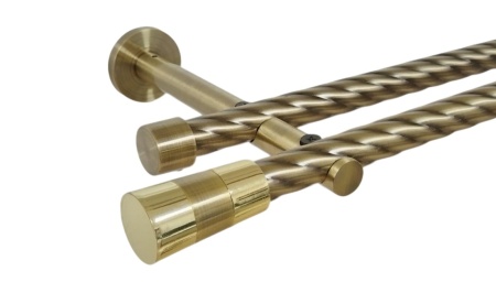 Galerie dubla twist picior universal fara inele prindere perete valeo 19/19 mm aur antic