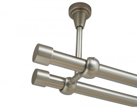 Galerie dubla capacel fara inele prindere tavan 19/19 mm crom mat