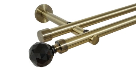 Galerie dubla picior universal fara inele prindere perete kula crystal negru 19/19 mm aur antic