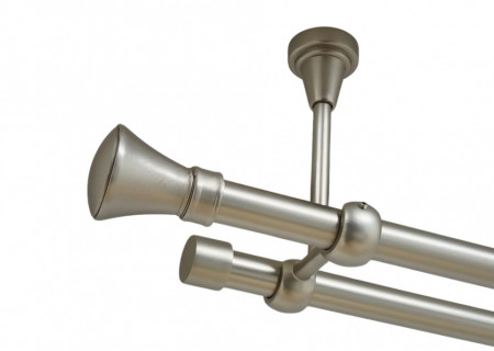 Galerie dubla prince fara inele prindere tavan 19/19 mm crom mat