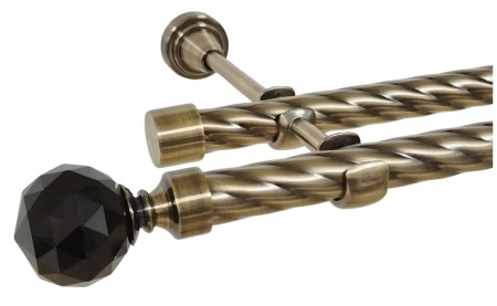Galerie TWIST dubla KULA CRYSTAL NEGRU fara inele 19/19 mm - aur antic