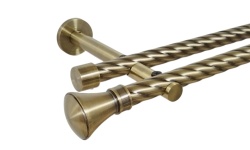 Galerie dubla twist picior universal fara inele prindere perete prince 19/19 mm aur antic - Img 1