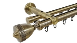 Galerie dublă Versus 25/19 mm aur antic cu țeavă profil și prindere pe perete