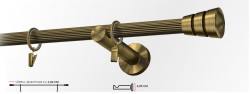 Galerie simpla picior universal striat CORSO 19 mm - aur antic - Img 1