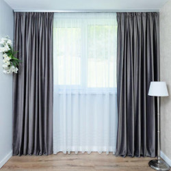 Set complet pentru fereastra DRAPERIE soft V44 gri inchis+ PERDEA 1008 - Img 7