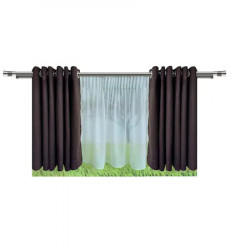 Set complet pentru fereastra Galerie Valeo 19/19 - inox + Perdea 1008-V03 crem + Draperie Kadife V13 - inele capse inox - Img 2