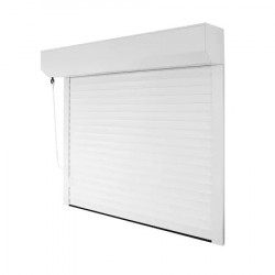 Usa de garaj tip rulou aluminiu alb cu lamela 55 mm si motor electric cu telecomanda