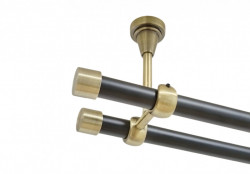 Galerie dubla capacel fara inele prindere tavan 19/19 mm negru aur antic