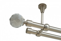 Galerie dubla kula crystal fara inele prindere tavan 19/19 mm crom mat