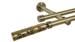 Galerie dubla picior universal fara inele prindere perete flora 19/19 mm aur antic - Img 1