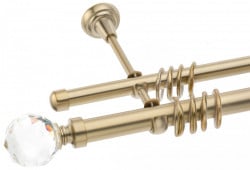 Galerie dubla prindere perete kula cristal gold 25mm/19mm
