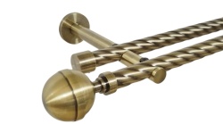 Galerie dubla twist picior universal fara inele prindere perete kula lux 19/19 mm aur antic - Img 1