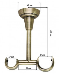 Galerie tavan fara inele CYLINDRU - 25/19 - negru/aur antic - Img 4