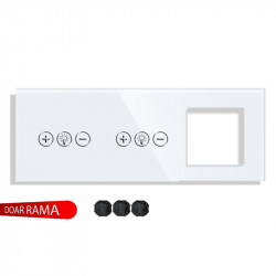 Panou întrerupător dimmer+dimmer+rama priză din sticlă M1 - Img 1