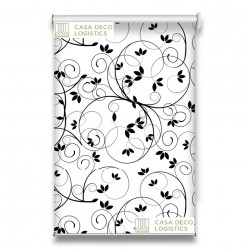 Roletă textilă Floral 8018 alb-negru cu model floral abstract