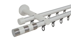 Galerie dubla teava profil alb cilindru inox 19mm/19mm - Img 1