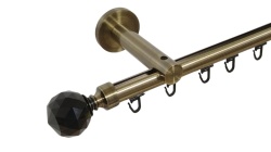Galerie simpla 19 mm prindere perete teava profil kula crystal negru aur antic - Img 1