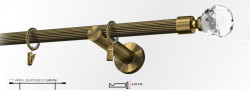 Galerie simpla picior universal striat KULA CRYSTAL 19 mm - aur antic - Img 1