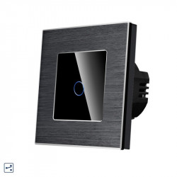 Intrerupator simplu cap scara / cruce cu touch din sticla si rama de aluminiu negru - Img 5