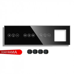 Panou întrerupător dimmer+perdele/jaluzele+dimmer+rama priză din sticlă M1 - Img 2