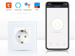 Priza WiFi 220V compatibil cu Google Home si Amazon Alexa crem - Img 3