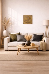 Tablou decorativ în relief 30cm x 30cm „Music” – design modern 3D, realizat manual - aur antic - Img 2