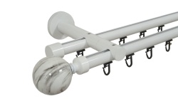 Galerie dubla Ball teava profil alb 19mm/19mm - Img 1