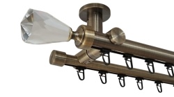 Galerie dublă CRYSTAL CONE DUBLA 25/19 mm aur antic – țeavă profil cu canal, prindere tavan