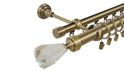 Galerie dubla crystal cone , teava neteda si profil,grosime 25 si 19mm, aur antic