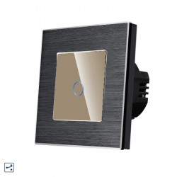 Intrerupator simplu cap scara / cruce cu touch din sticla si rama de aluminiu negru - Img 6