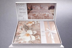 lenjerie Cotton Pro champagne cu flori design modern