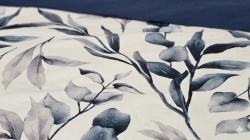Detaliu tesatura lenjerie bumbac Eucalyptus Noir imprimare digitala